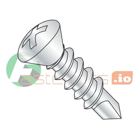 Newport Fasteners Self-Drilling Screw, #12 x 2 in, Zinc Plated Steel Oval Head Phillips Drive, 1500 PK 619361